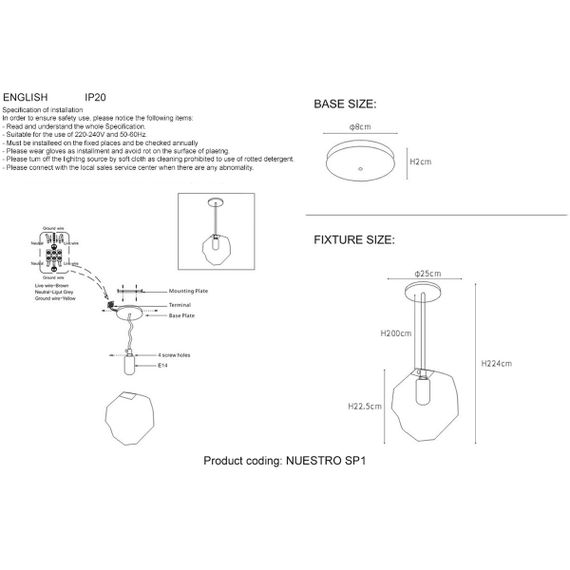 Подвесной светильник Crystal Lux NUESTRO SP1 GOLD/RED