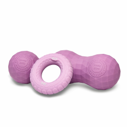 Набор из двух массажных мячей с кистевым эспандером пурпурный