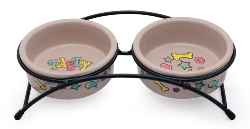Миска (Triol) керамическая на подставке "Лакомка", 2*250мл Миска (Triol) керамическая на подставке "Лакомка", 2*250мл
