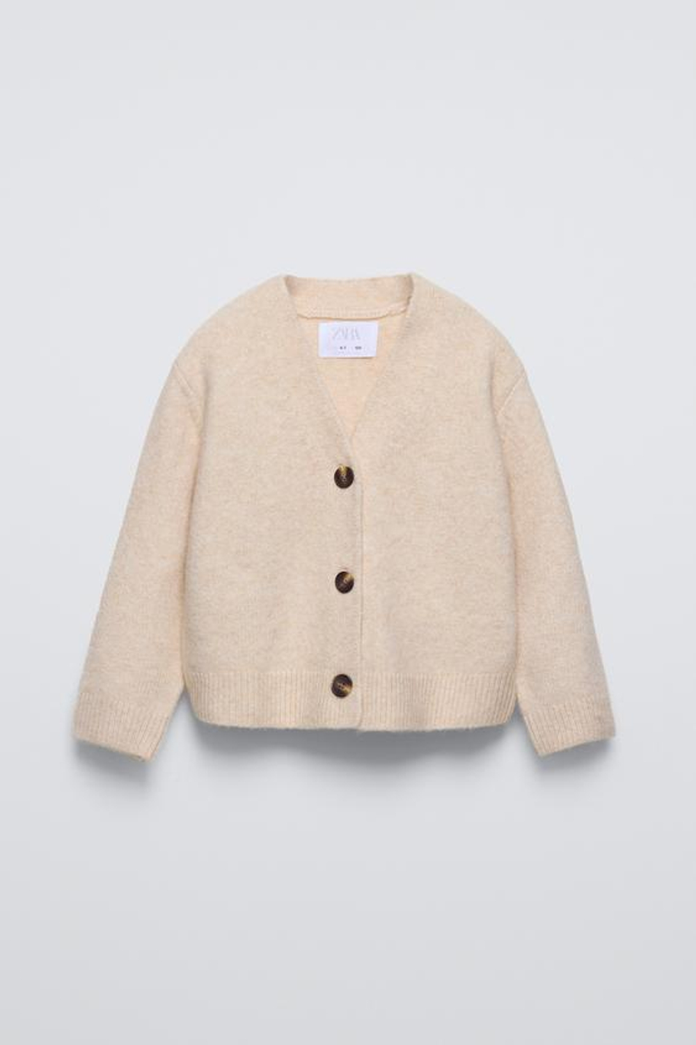 ZARA ОДНОТОННЫЙ КАРДИГАН, СВЕТЛО-БЕЖЕВЫЙ