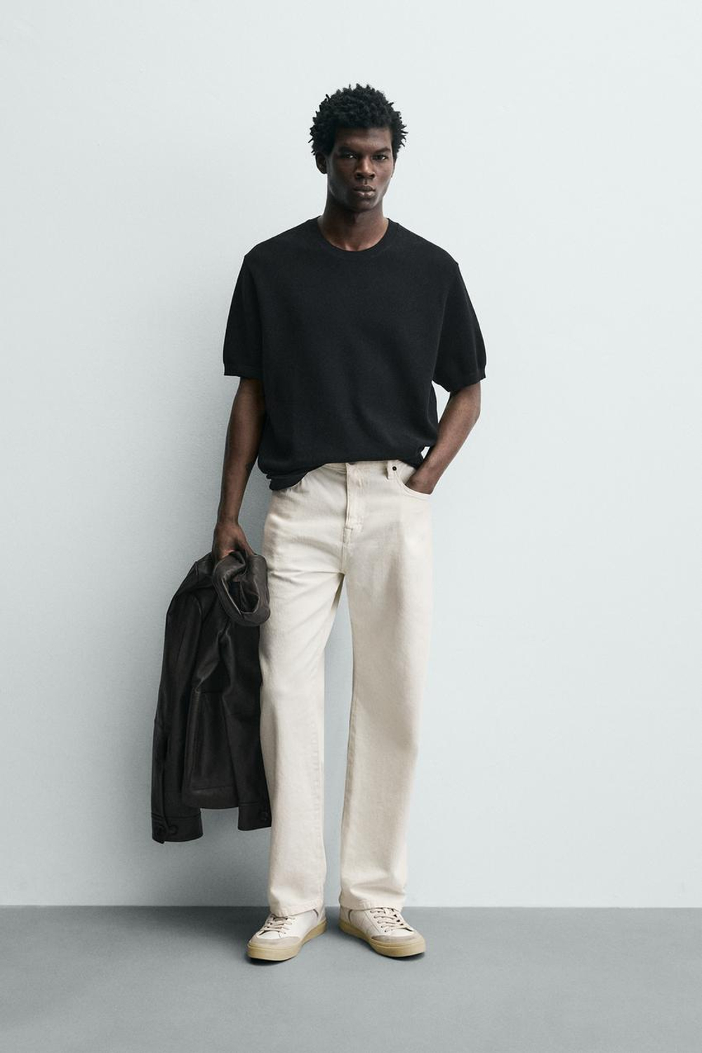 ZARA ФУТБОЛКА RELAXED FIT ИЗ ТРИКОТАЖА, МОРСКОЙ СИНИЙ