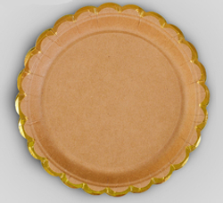 Тарелка бумажная, Крафт, с тиснением,18 см, 6 шт, 1 уп.