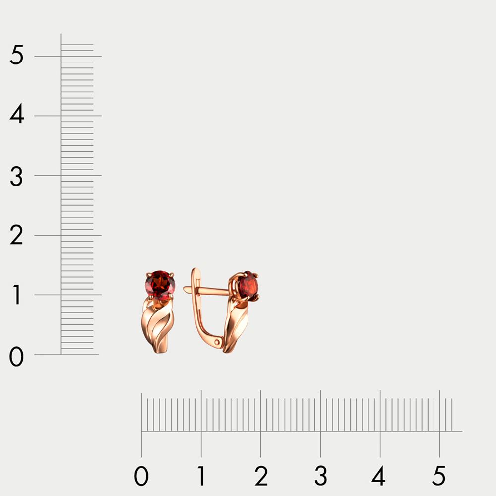 Серьги женские с гранатом из розового золота 585 пробы (арт. 43198300-Гр)