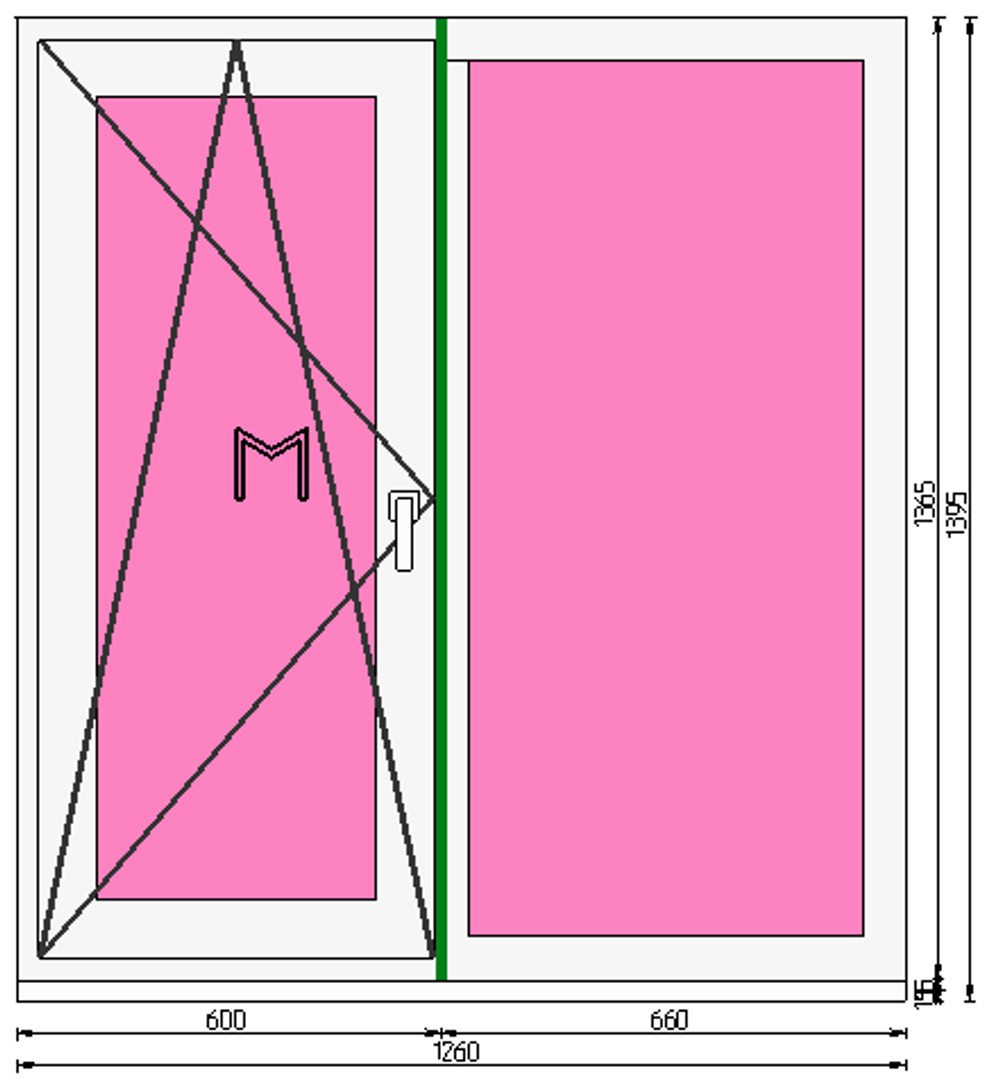 Пластиковое окно 1365 х 1260 ТермА Эко + Москитная сетка