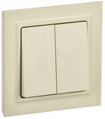 BRITE Выключатель 2-клавишный 10А в сборе ВСР10-2-0-БрКр бежевый IEK