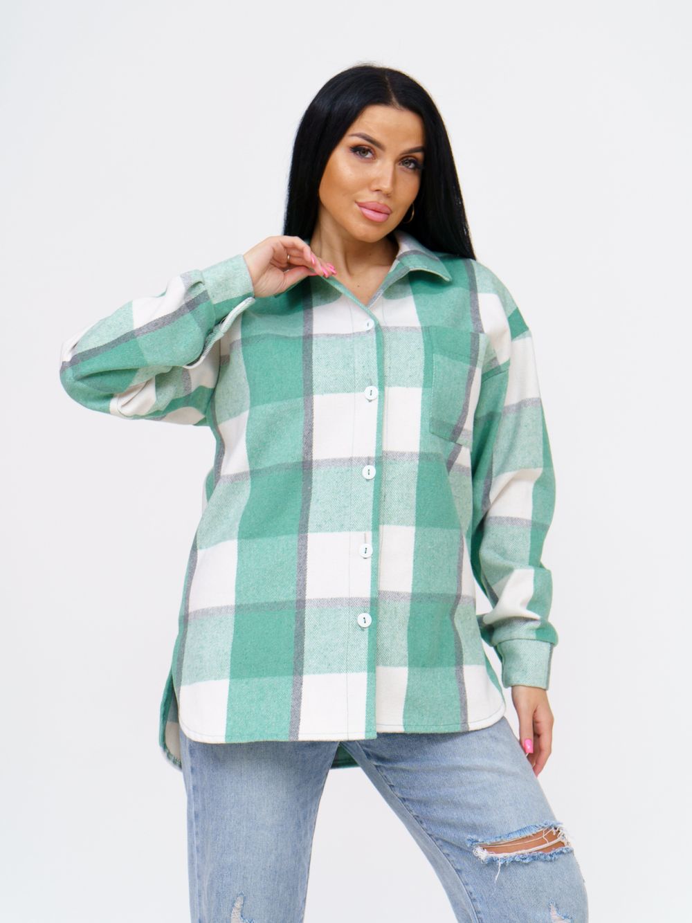 930 Рубашка "Клетка салатовая" SveTekst (Акция)