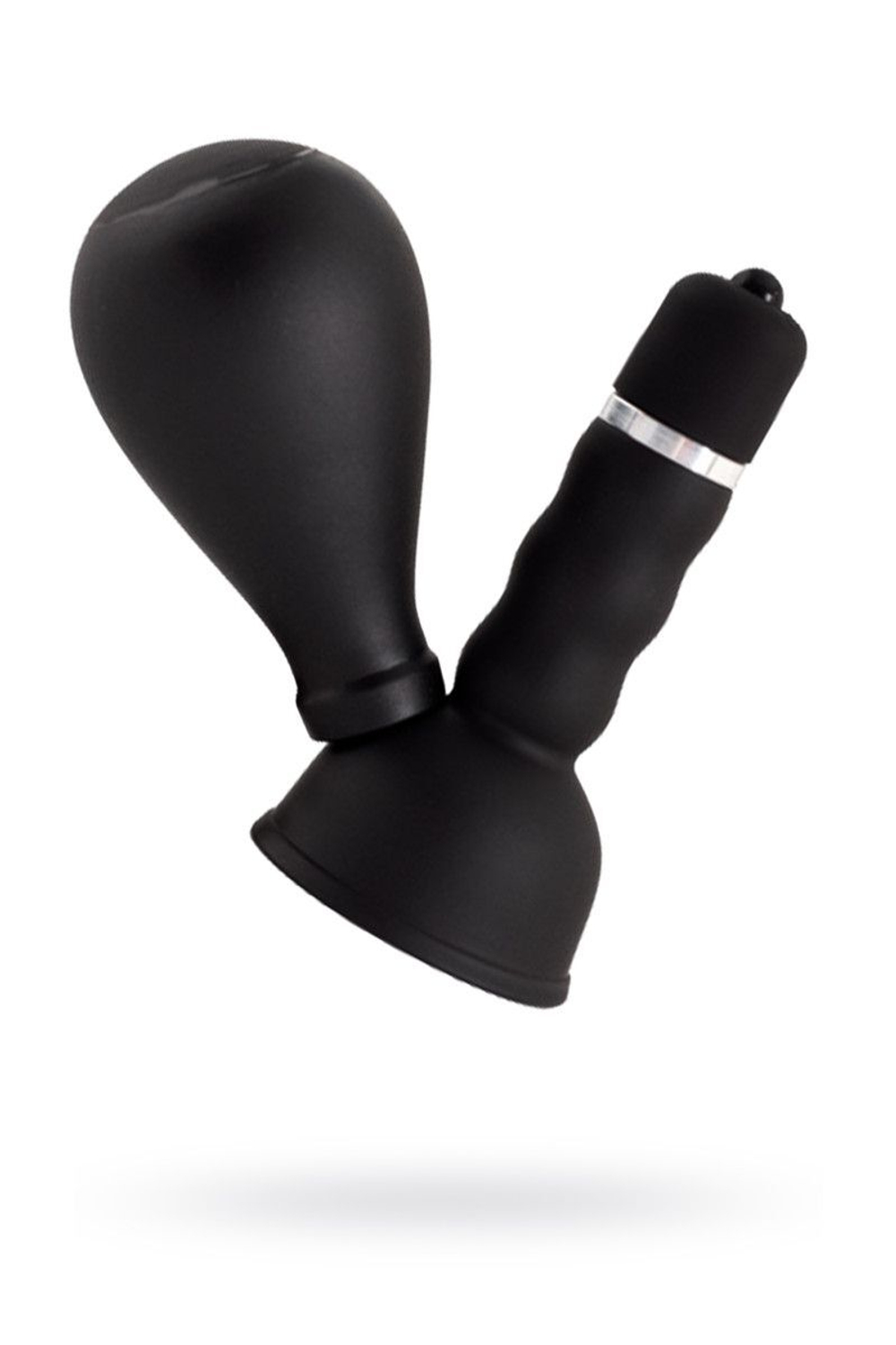 Черный вибратор с грушей на сосок (Цвет: черный)