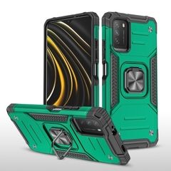 Противоударный чехол Strong Armour Case с кольцом для Xiaomi POCO M3 (Зеленый)