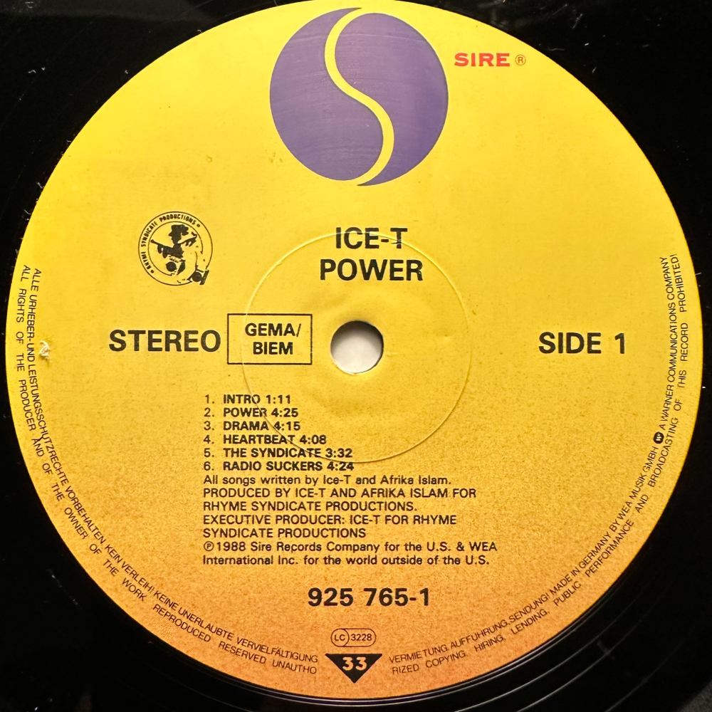 Ice-T ‎– Power (Германия 1988г.)