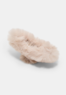 STRADIVARIUS Заколка для волос с искусственным мехом, экрю