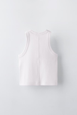 ZARA ТОП В РУБЧИК СО СПИНОЙ-БОРЦОВКОЙ, БЕЛЫЙ