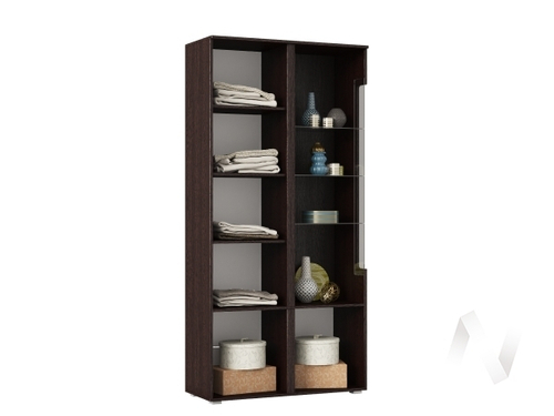 Шкаф с подсветкой Гостиная Ким (венге/белый глянец холодный)