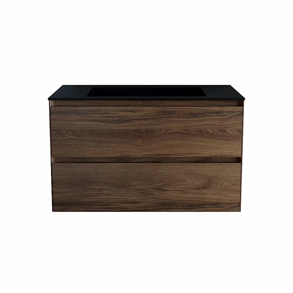 Тумба с раковиной Vincea Luka 80 VMC-2L800CO/VCB-13800B тёмный дуб/раковина черная