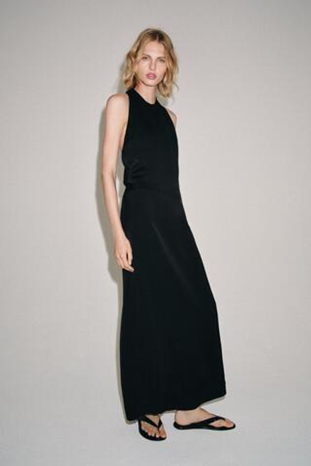 ZARA АТЛАСНОЕ ПЛАТЬЕ — ZW COLLECTION, ЧЕРНЫЙ