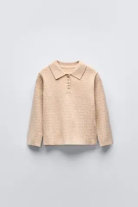 ZARA АЖУРНЫЙ СВИТЕР, БЕЖЕВЫЙ С МЕЛАНЖЕВЫМ ЭФФЕКТОМ