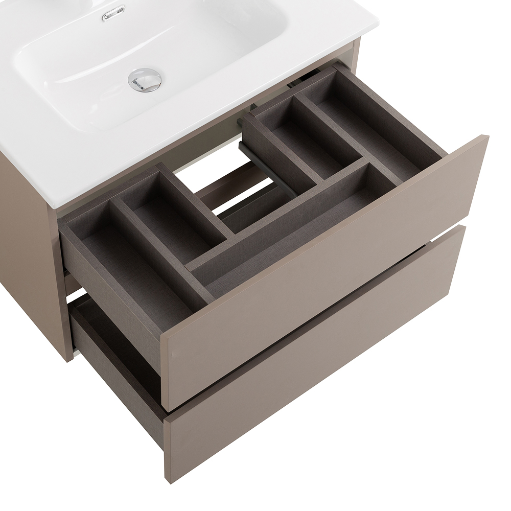 Тумба с раковиной подвесная BelBagno KRAFT-600-2C-SO-CO Бежевый матовый, раковина белая BB600ETL