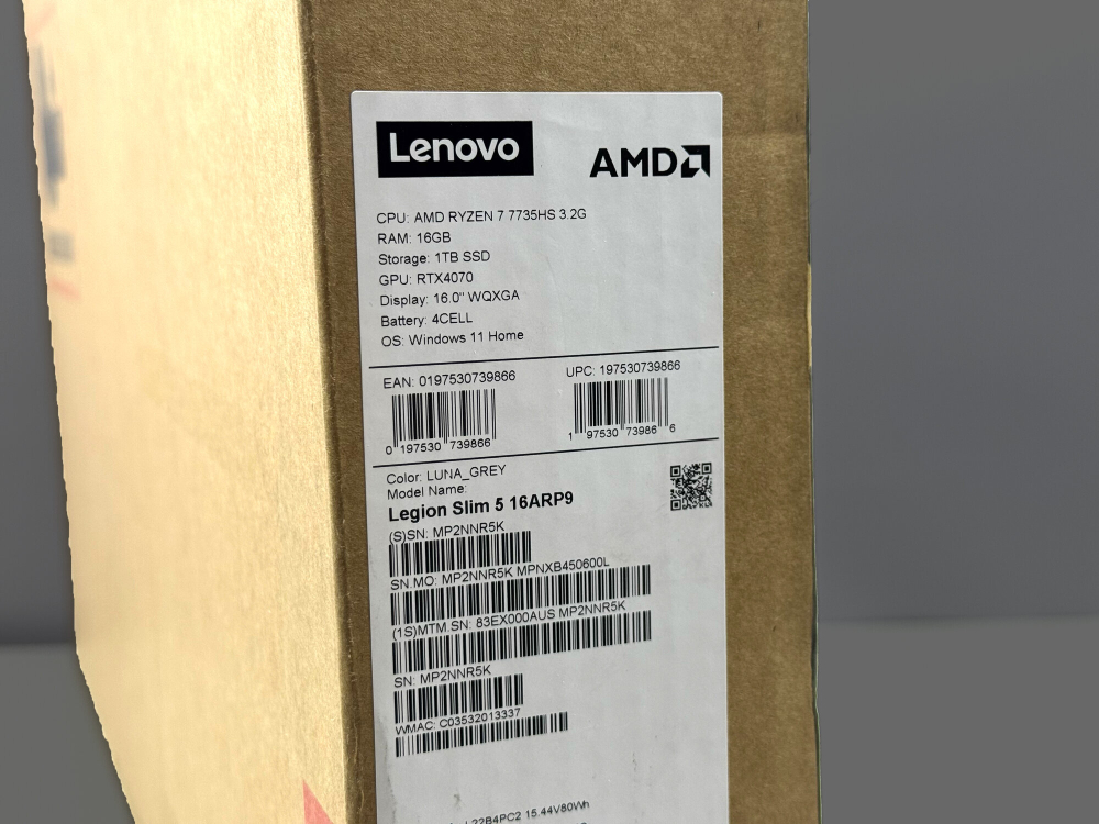 Игровой Ноутбук Lenovo Legion Slim 5 RTX 4070/ Ryzen 7 7735HS/16Gb/1Tb/2.5K/165Hz/Win11