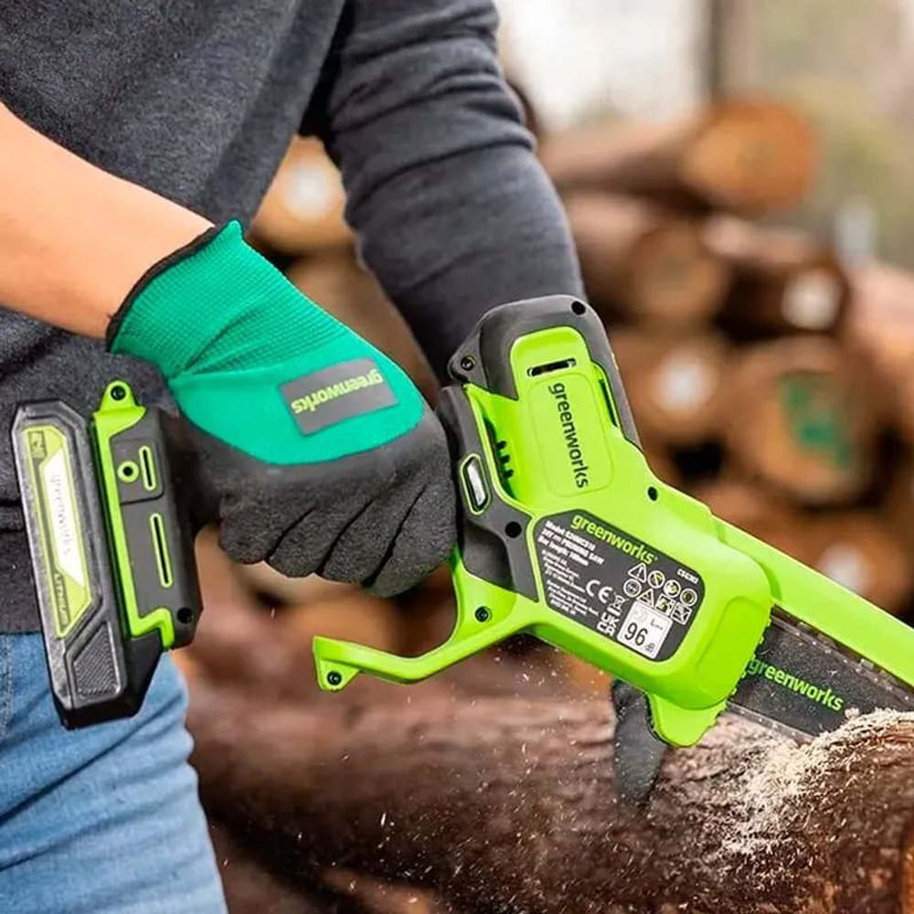 Цепная мини пила аккумуляторная 10см G24MCS10 (без АКБ и ЗУ) 24В Greenworks