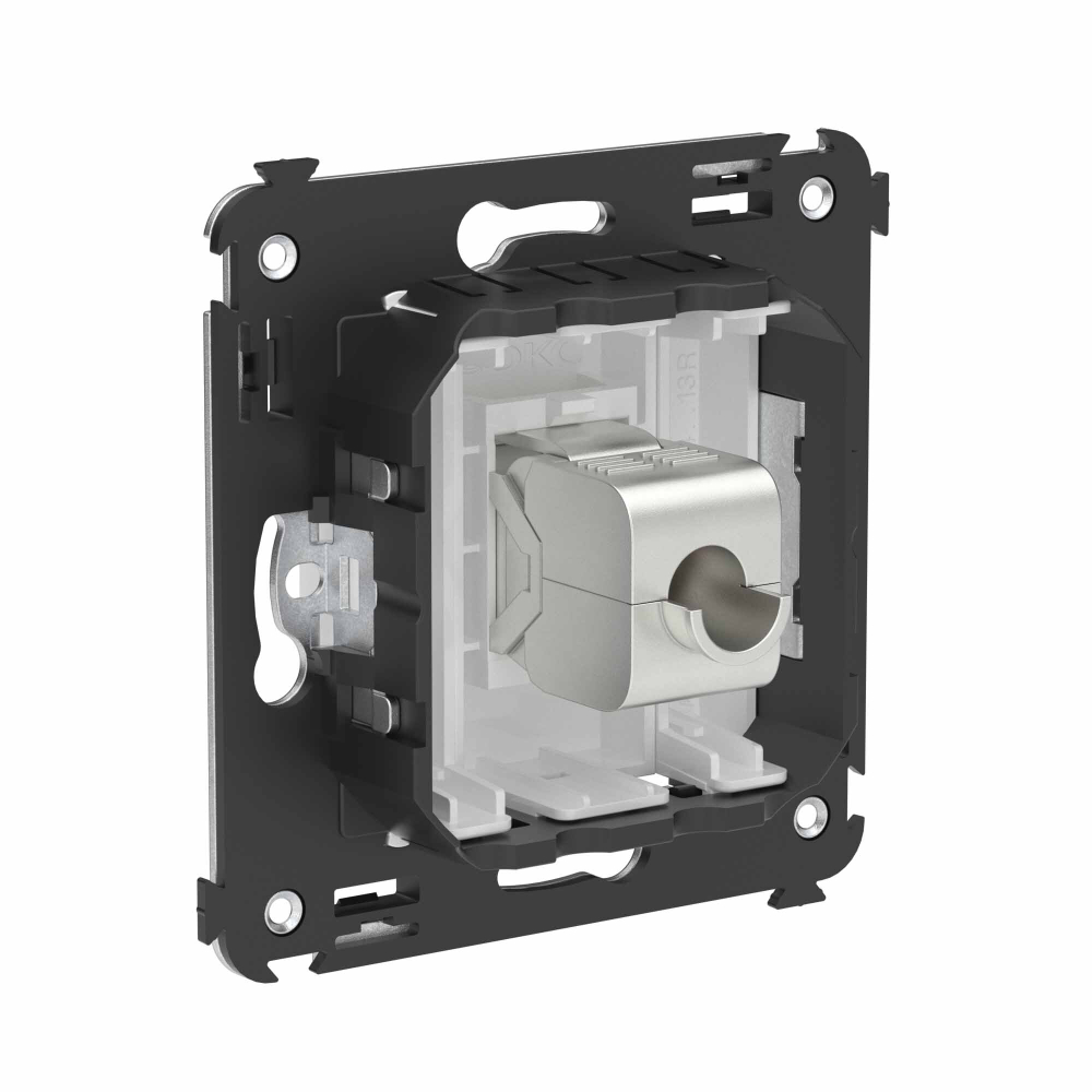 Компьютерная розетка RJ-45 без шторки в стену, кат.6 одинарная экранированная, "Avanti", "Белое облако"