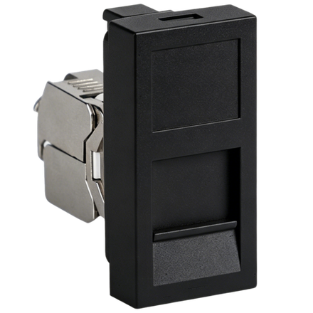 Розетка DEC RJ45 FTP кат.6,  1мод.,  черн. матовая (22.5х45мм)