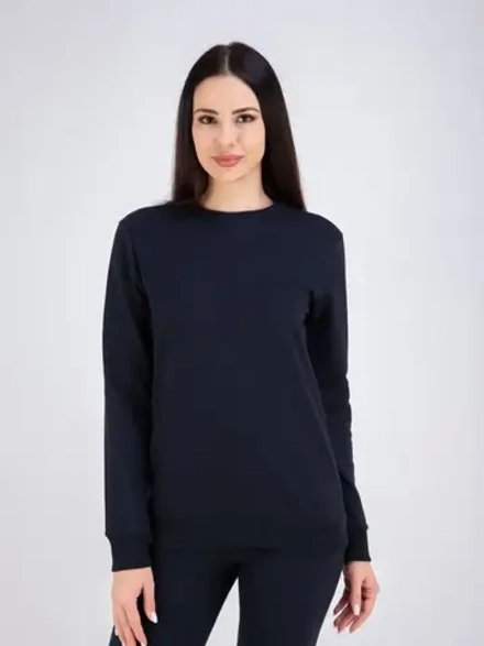 Свитшот без начеса и капюшона однотонный стильный, хлопок