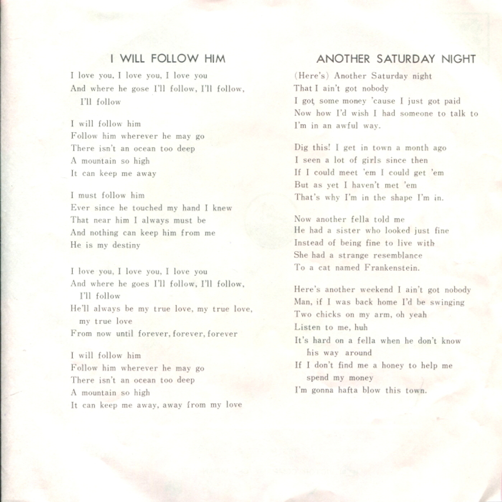 Little Peggy March, Sam Cooke / I Will Follow Him - Another Saturday Night (7" Vinyl Single)