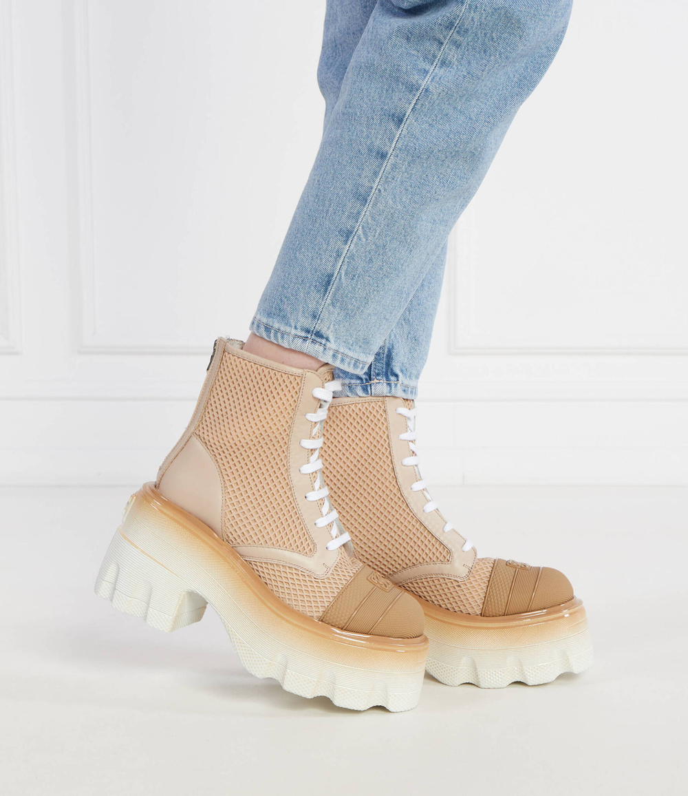 Кожаные ботильоны на платформе polacco Casadei - бежевый(2R450X0701C2351)