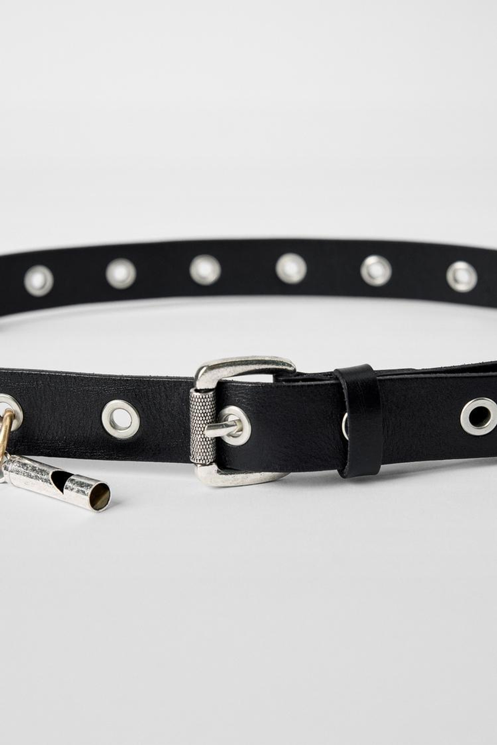 ZARA X KATE MOSS КОЖАНЫЙ РЕМЕНЬ С КОНТРАСТНЫМИ ДЕТАЛЯМИ, ЧЕРНЫЙ