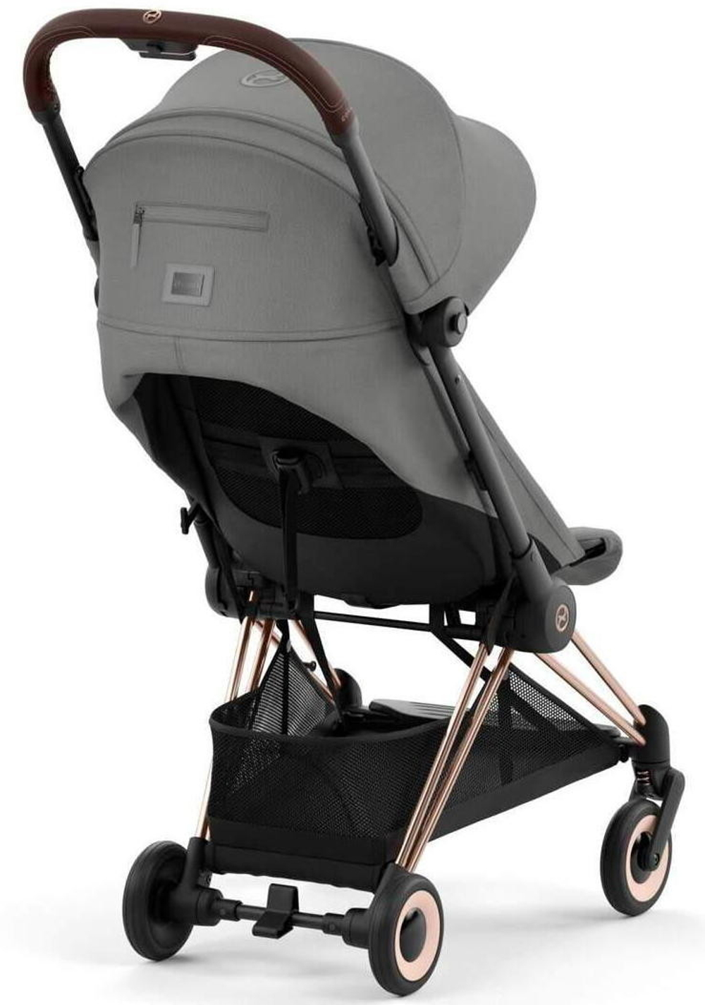 Коляска Cybex Coya Rosegold Frame Cloud T i-Size Leaf Green Plus Mirage Grey с дождевиком и бампером