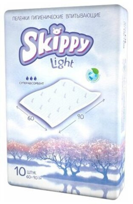 Пеленки детские гигиенические Skippy Light, 60x90, 10шт
