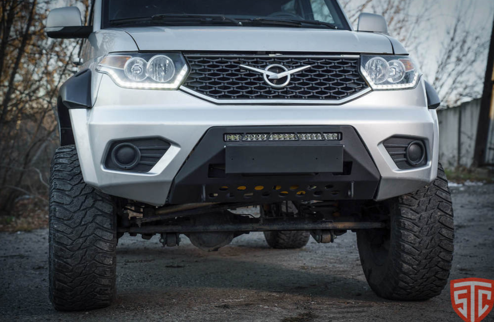 Мини силовой бампер (площадка под лебедку) Уаз Патриот 2015-