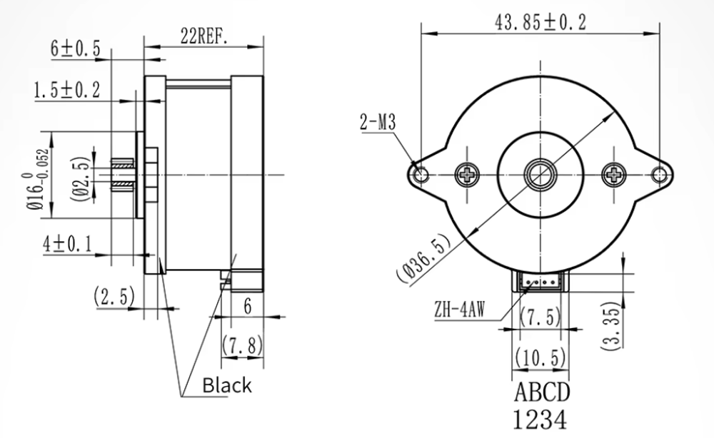 Шаговый двигатель NEMA14 6BYG1204-A-6QHT