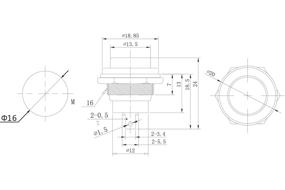 Выключатель-кнопка REXANT металл 250v 2а (2с) off-(on) ø16.2 черная (rwd-306) 36-3350