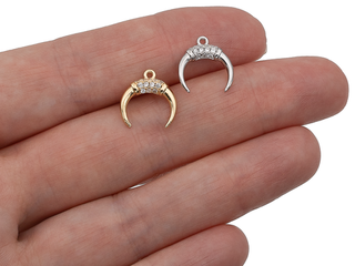 Подвеска "Лунница", 12,5х11,5мм со стразами