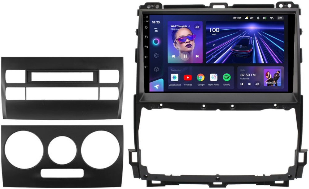 Магнитола для Toyota Land Cruiser Prado 120, Lexus GX470 (экран климата внизу, большая рамка) - Teyes CC3 Android 10, ТОП процессор, 4/32 Гб, CarPlay, SIM-слот