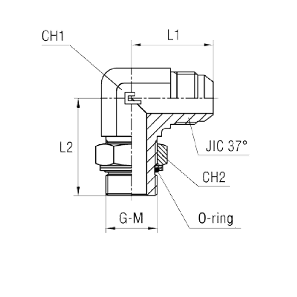 Штуцер FRG90 JIC 7/16" М12х1.5