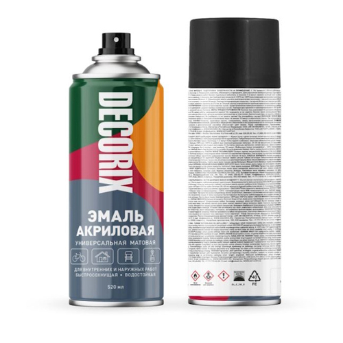 Эмаль аэроз. DECORIX акрил. черная мат. 520мл  0101-02 DX * АКЦИЯ