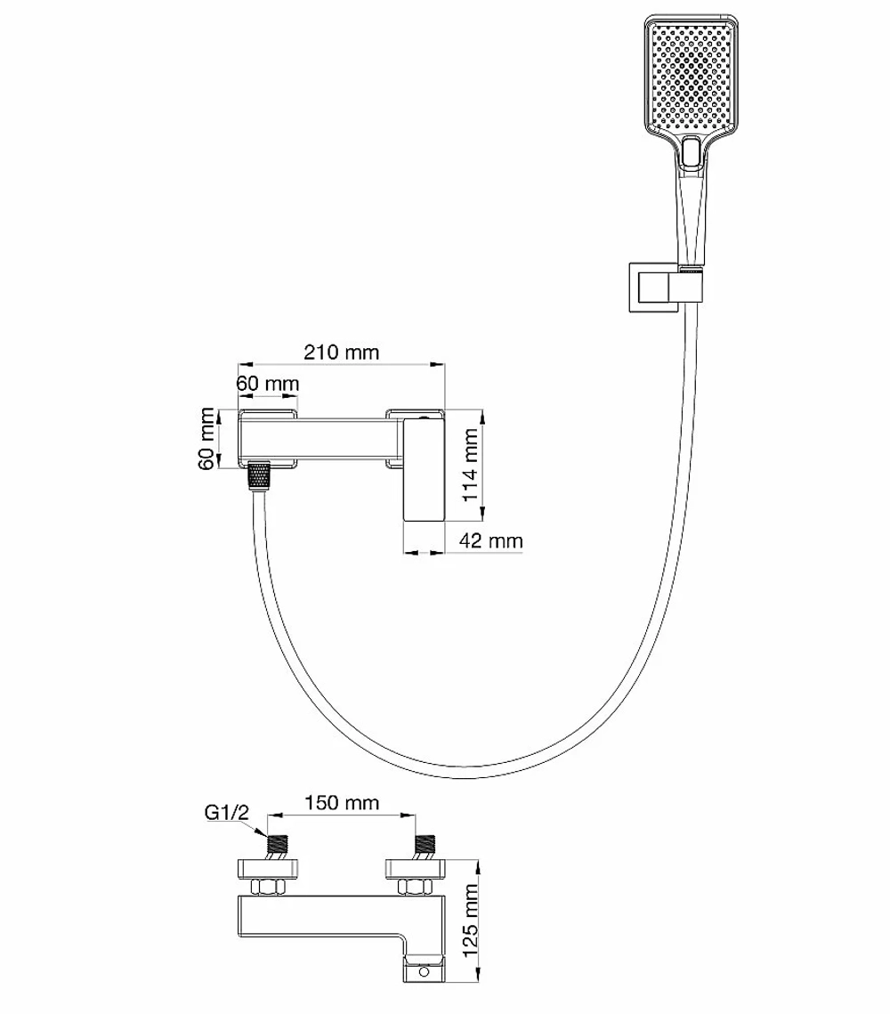 Смеситель для душа WONZON & WOGHAND CUBE 2.0 WW-88048068-BG золото брашированное