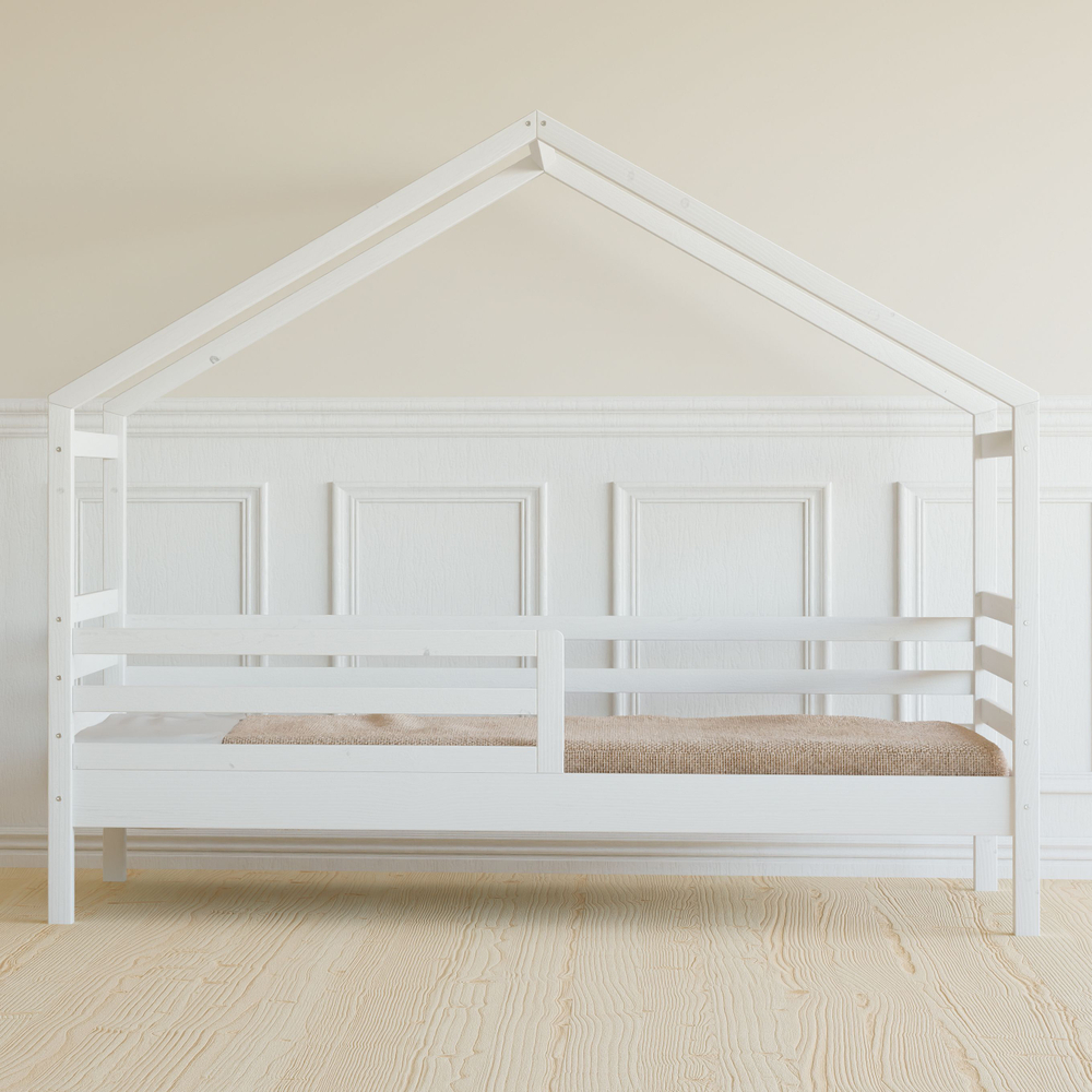 Кровать домик Альков, 90х190, из массива сосны, белая