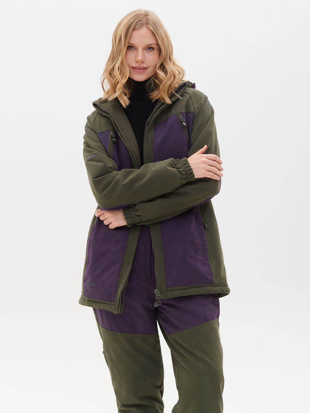 Костюм демисезонный женский Селенга ткань Исландия цвет Хаки/Фиолетовый