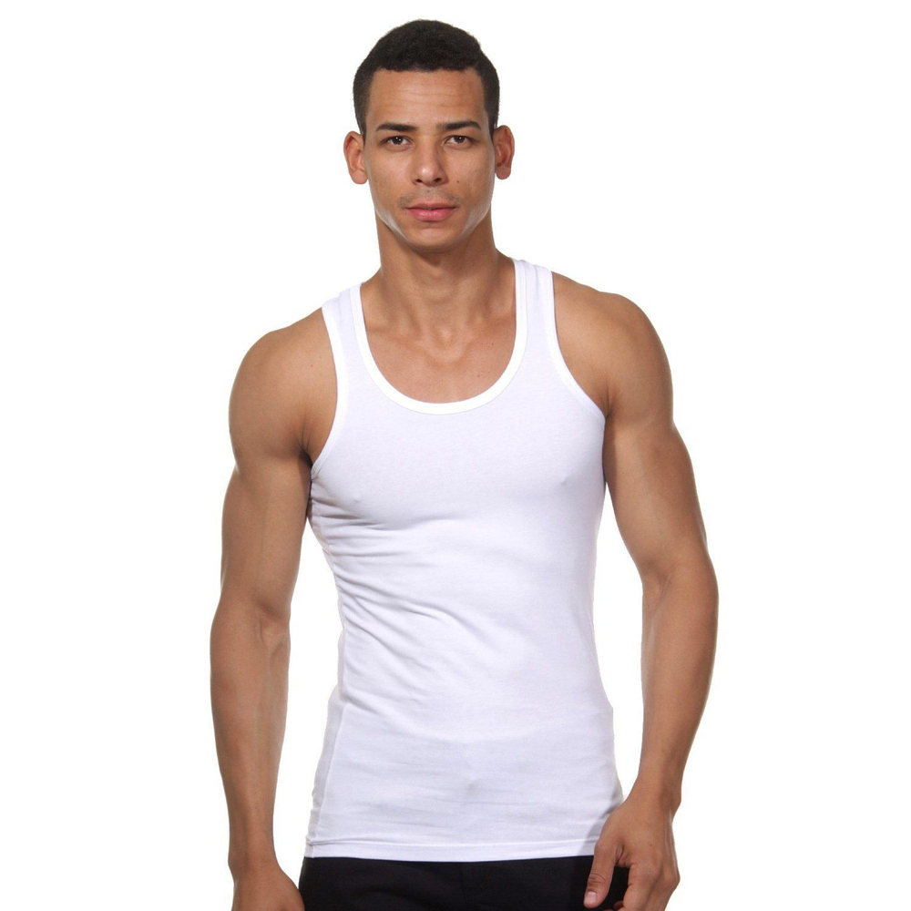 Белая хлопковая майка-борцовка (Размер: S) (Цвет: белый)