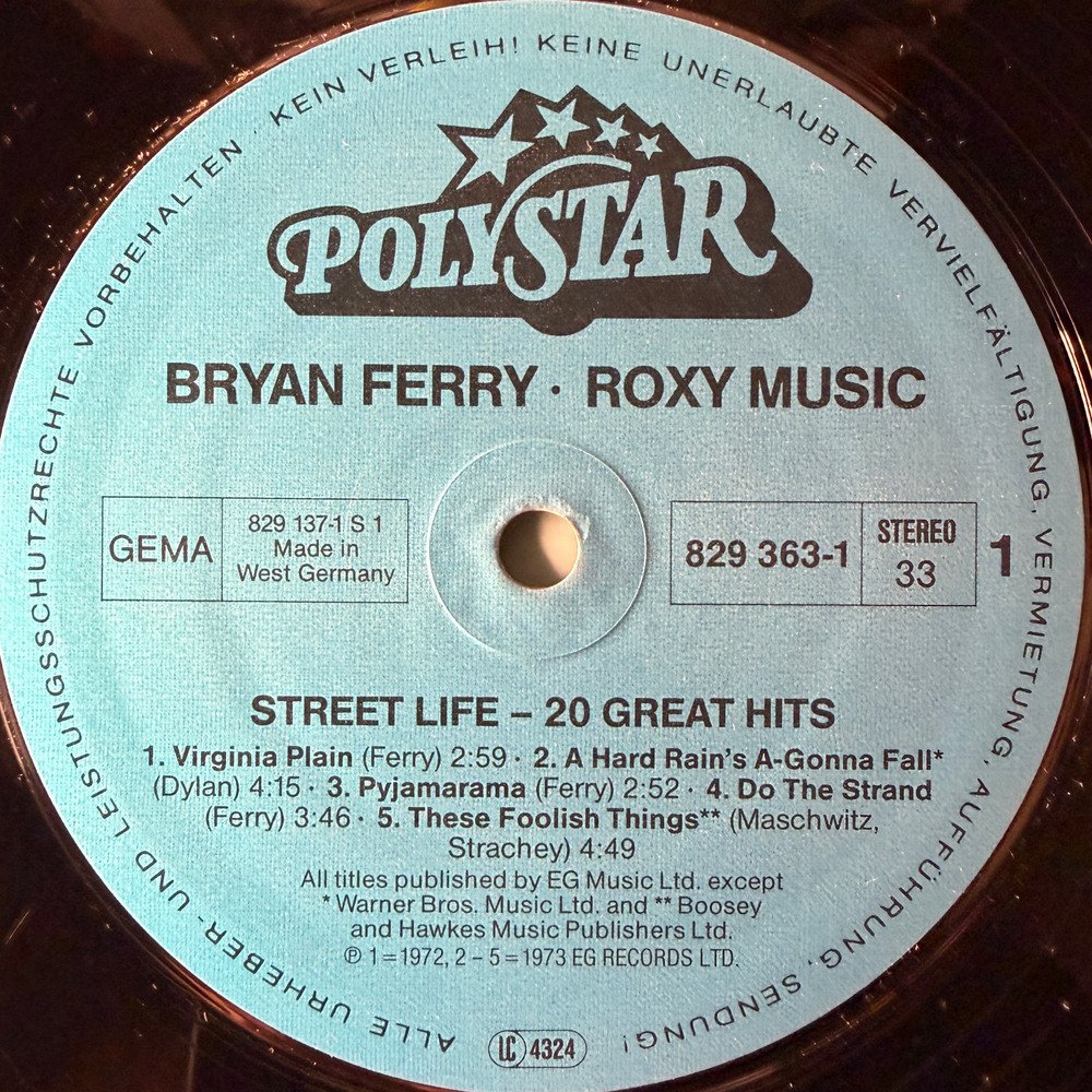 Roxy Music / Bryan Ferry ‎– Street Life - 20 Great Hits 2LP (Германия 1986г.)Т