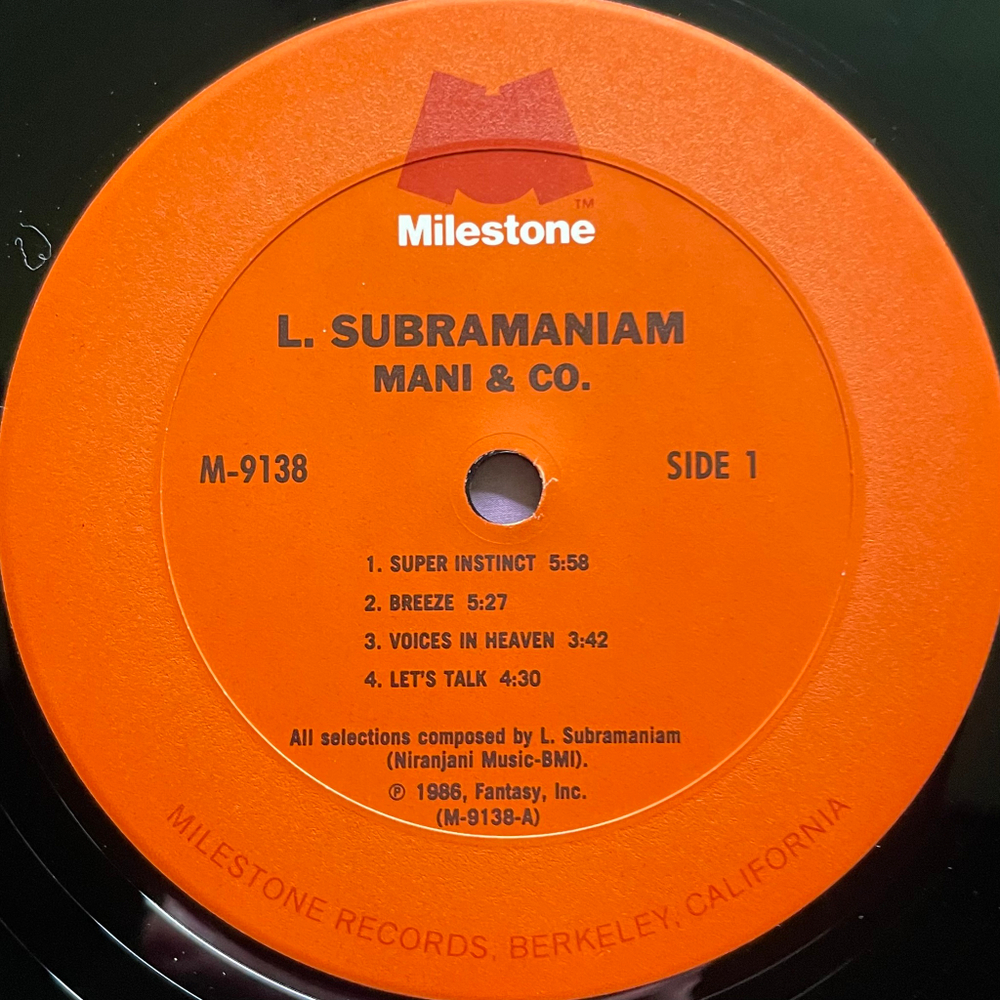 L. Subramaniam ‎– Mani & Co. (США 1986г.)