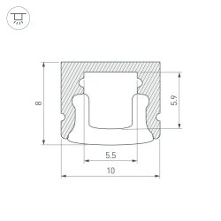 Профиль ARH-MINI5-2000 ANOD (Arlight, Алюминий) 018827