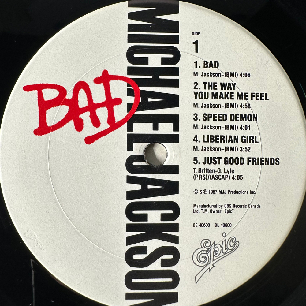 Michael Jackson ‎– Bad (Канада 1987г.)