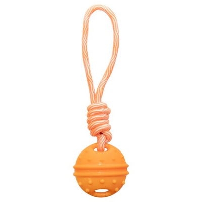 Игрушка "Апельсин с веревкой" 7/29 см (термопластичная резина) - для собак (Triol)