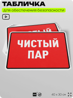 Табличка для обеспечения безопасности "Чистый пар", для производства, предприятия, организаций, 40х30 см, Silver Plane x Айдентика Технолоджи