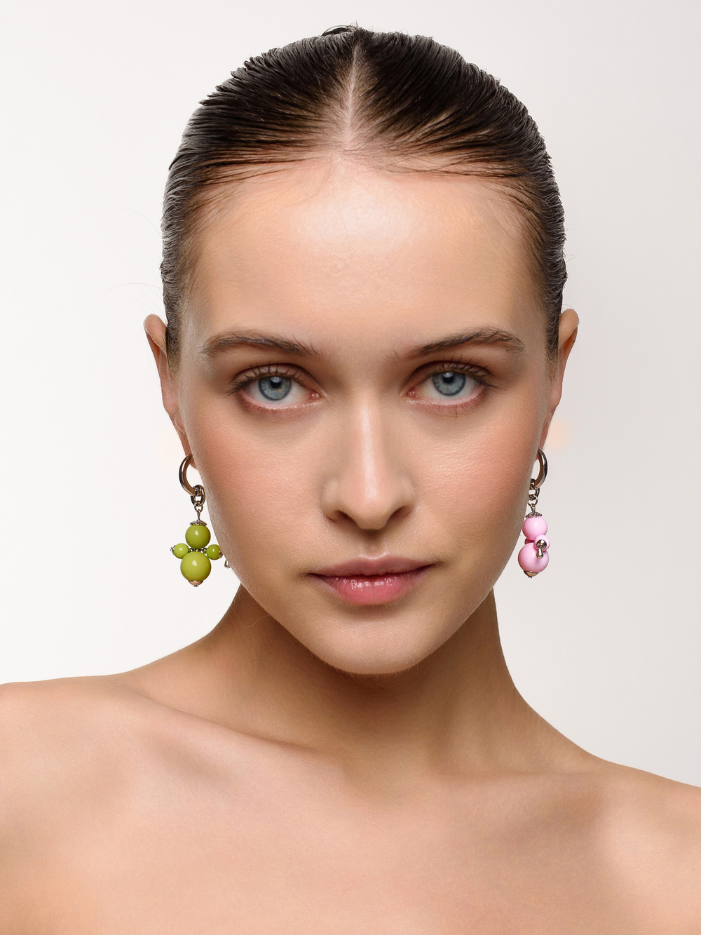 Моносерьга "Nevalyashka" pink Silver