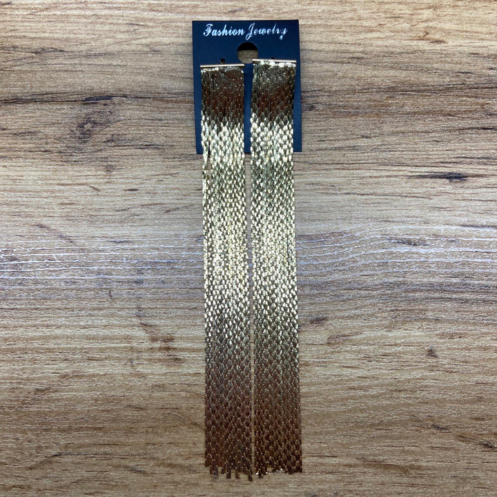 Серьги англ.заст. Bogema линия цепочки жгутики металл золотистый