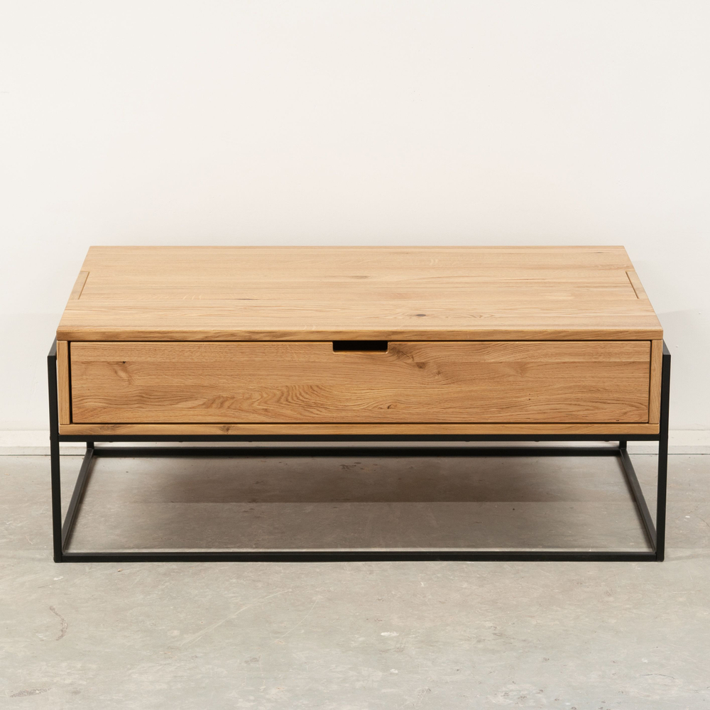 Журнальный столик, 110х65х45, G+K, прикроватный, с ящиком, из массива дуба, MAKOSA